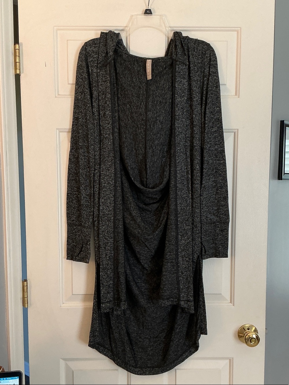 Athleta Harmony Wrap Hooded Cardigan Charcoal Gray size Medium